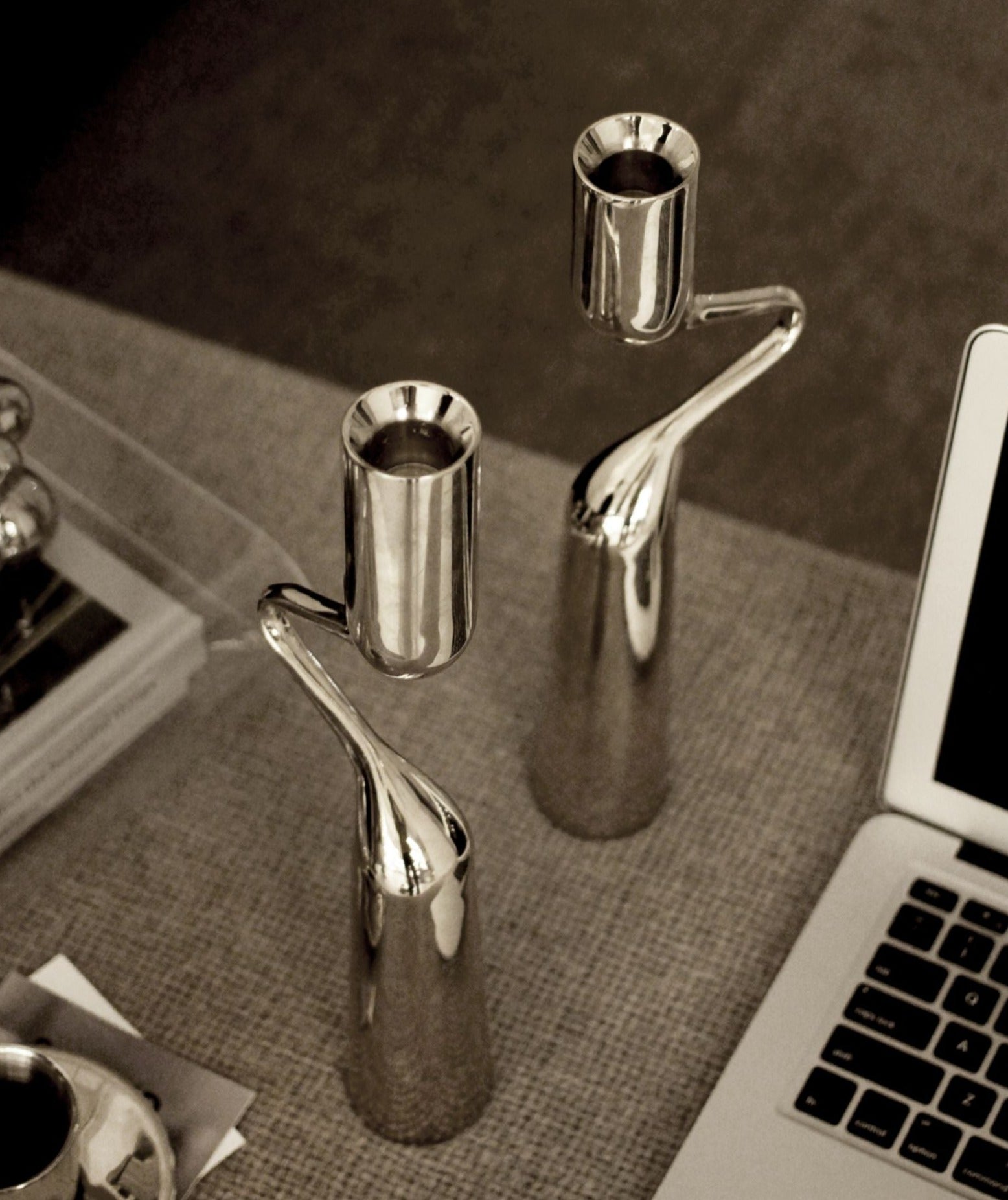 Twisted Chrome Candle Holders